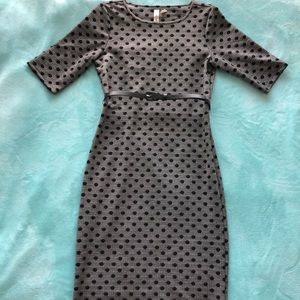 LIKE NEW! Tacera Grey and Black Polka Dot Dress